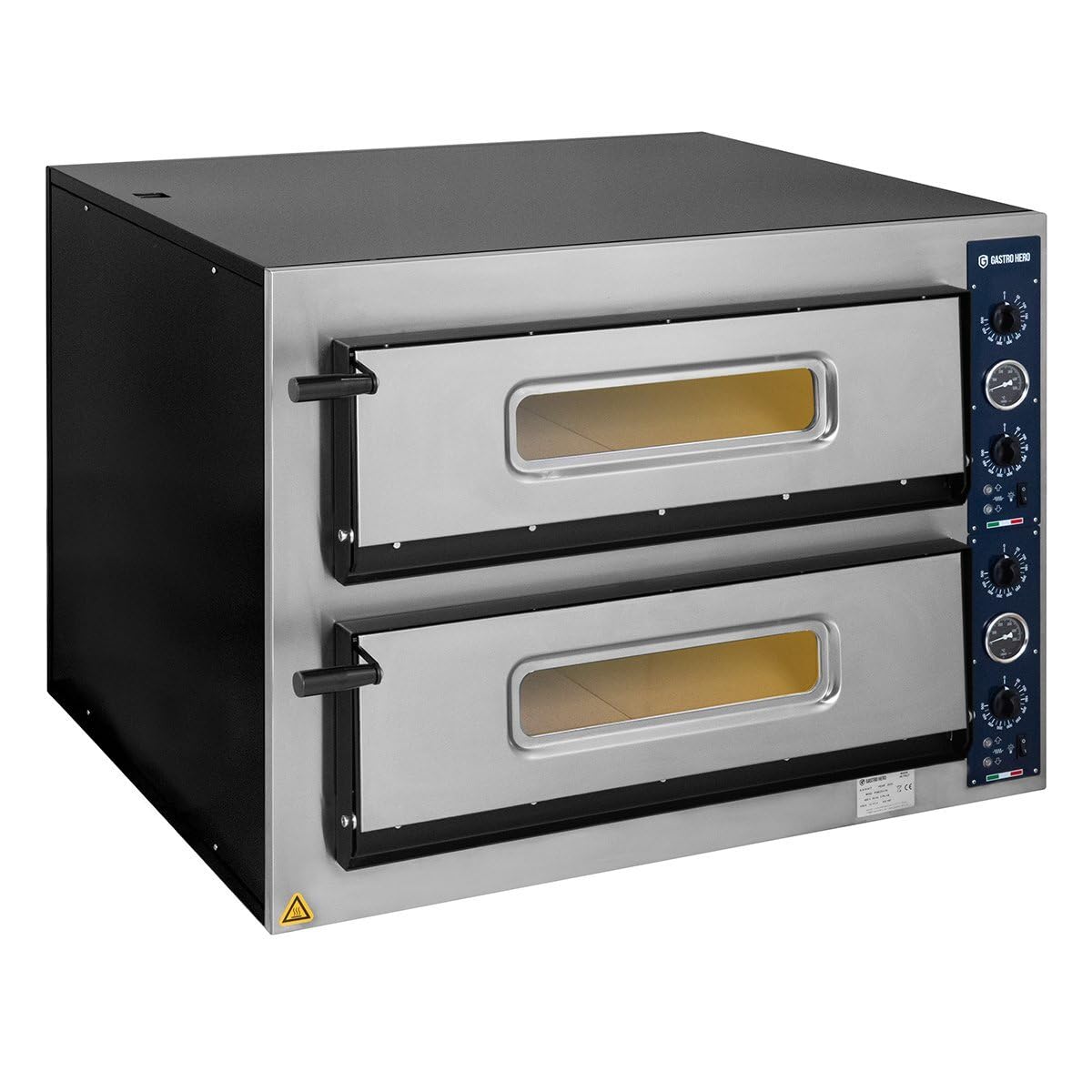 GastroHero Pizzaofen, 4x30 cm, Schwarz, PROFI 4+ Gastronomiebedarf