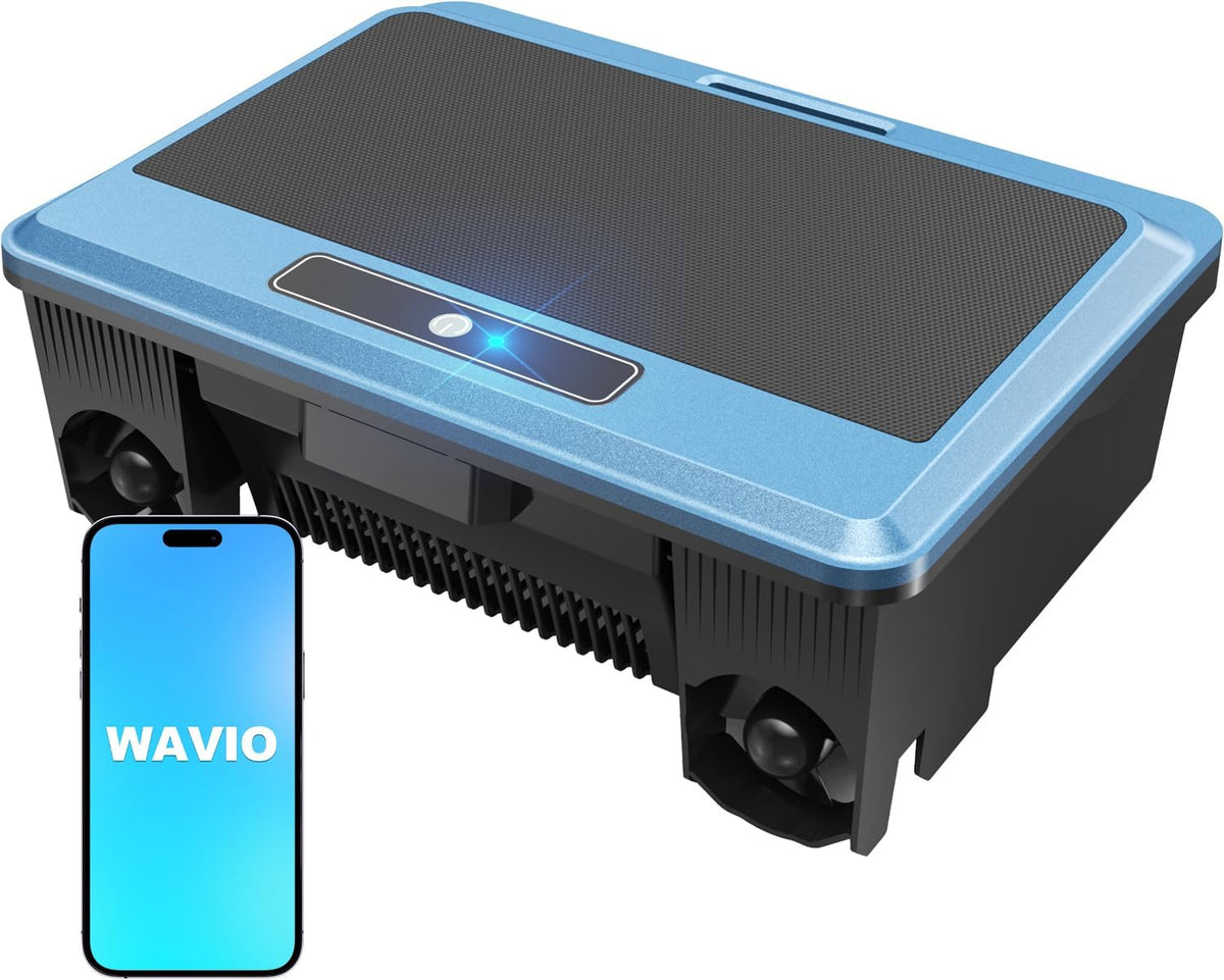 WAVIO Poolroboter, Schwarz, F1T Solar Pool Skimmer Roboter, Akku mit App-Steuerung, Duale Ladeoptionen