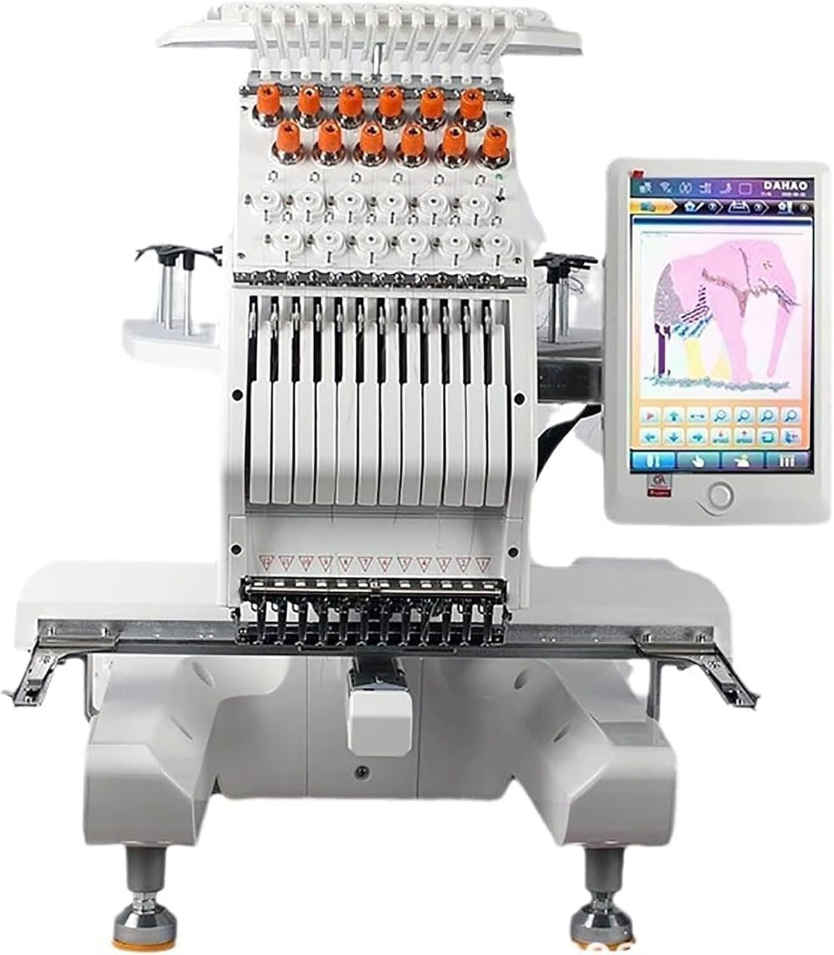 JKJZSALJ Stickmaschinen, 20 X 30 cm, Grau, Gewerbliche Stickmaschine Mit 12 Nadeln, Automatische Mustermaschine Mit 4 Rahmentypen