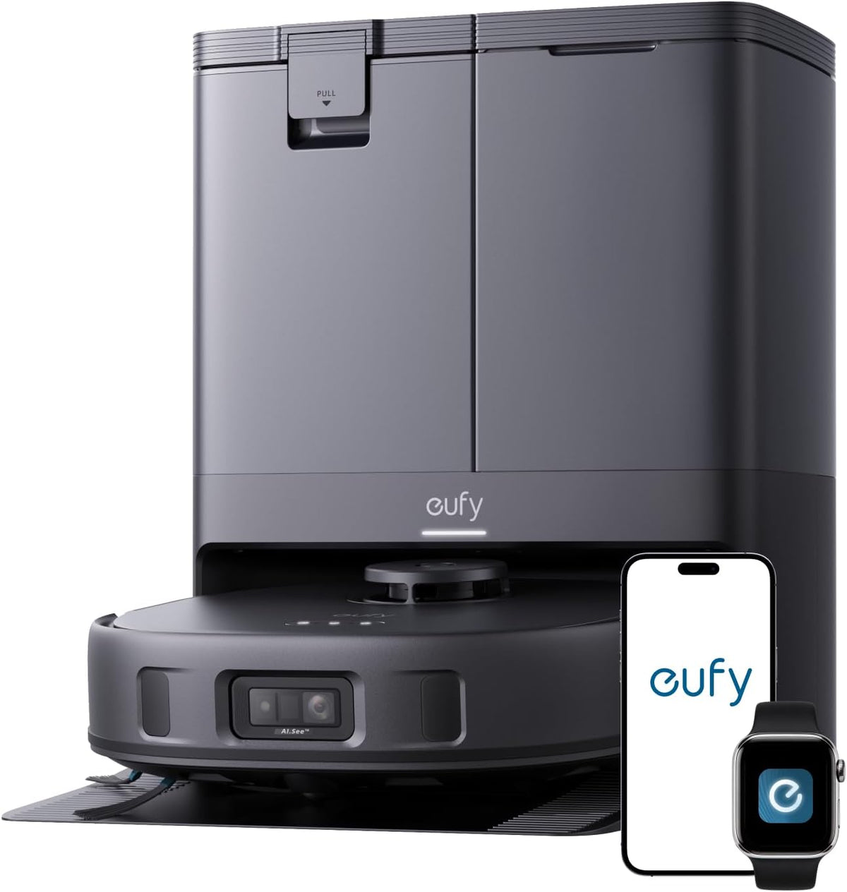 eufy Saugroboter, 12 mm, Schwarz, 000 Pa Suction, AI Obstacle Avoidance, Auto Mop Washing, Self-Drying, Self-Emptying