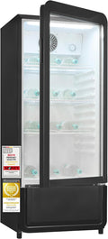 Exquisit Getränkekühlschrank, 200 l, Schwarz, mit Glastür - Umluft & LED