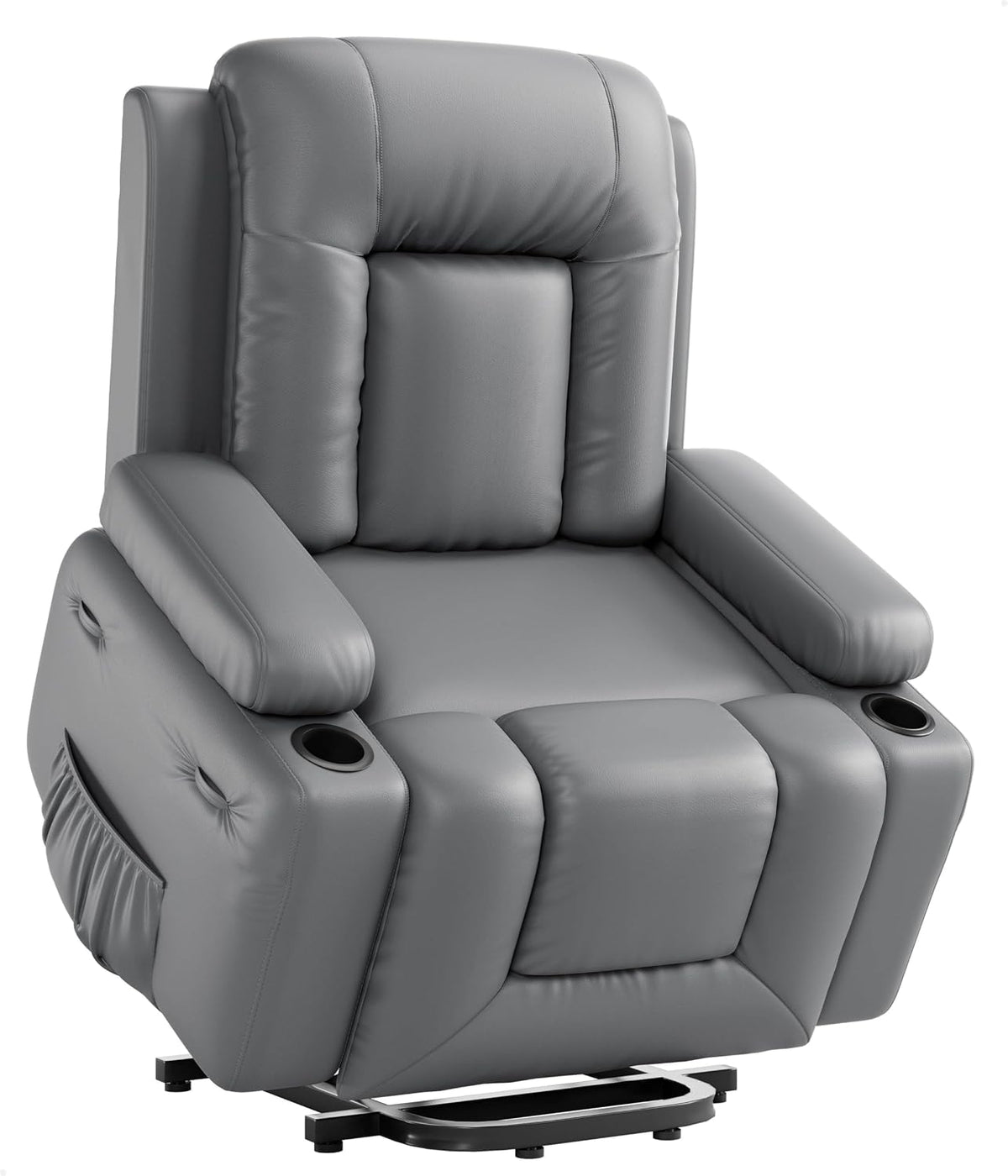 GarveeHome Fernseher, Grau, Elektrischer Relax- & Massagesessel mit Aufstehhilfe, Heizung, Liegefunktion und verstellbarer Rückenlehne/Beinauflage