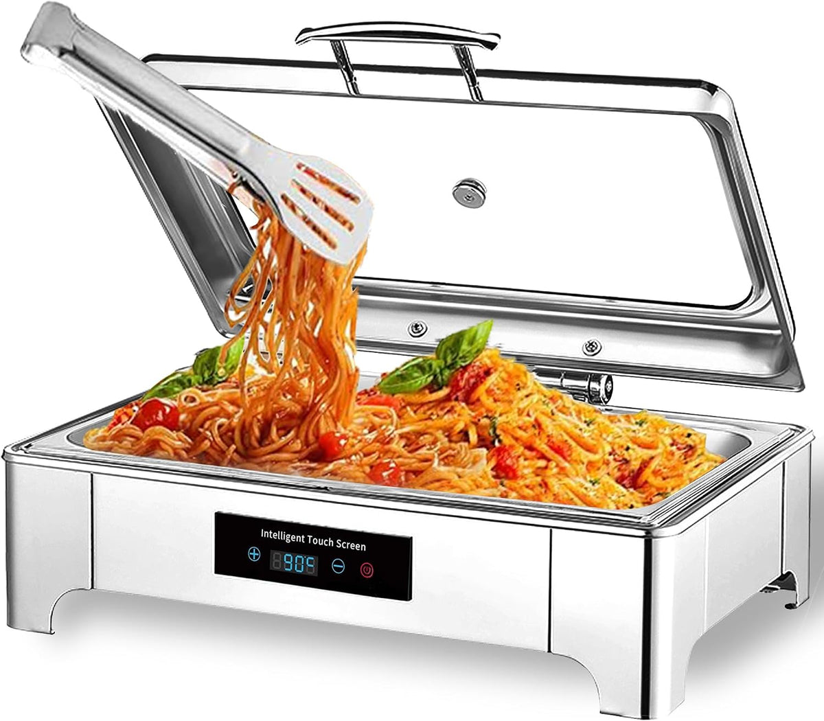 IELSH Buffetschrank, 400 W / 220 V, 58*44*26 cm, 9 L, Edelstahl, Schwarz, Chafing Dish Elektrisch, Speisenwärmer Elektrisch Gastro(GN1/1)