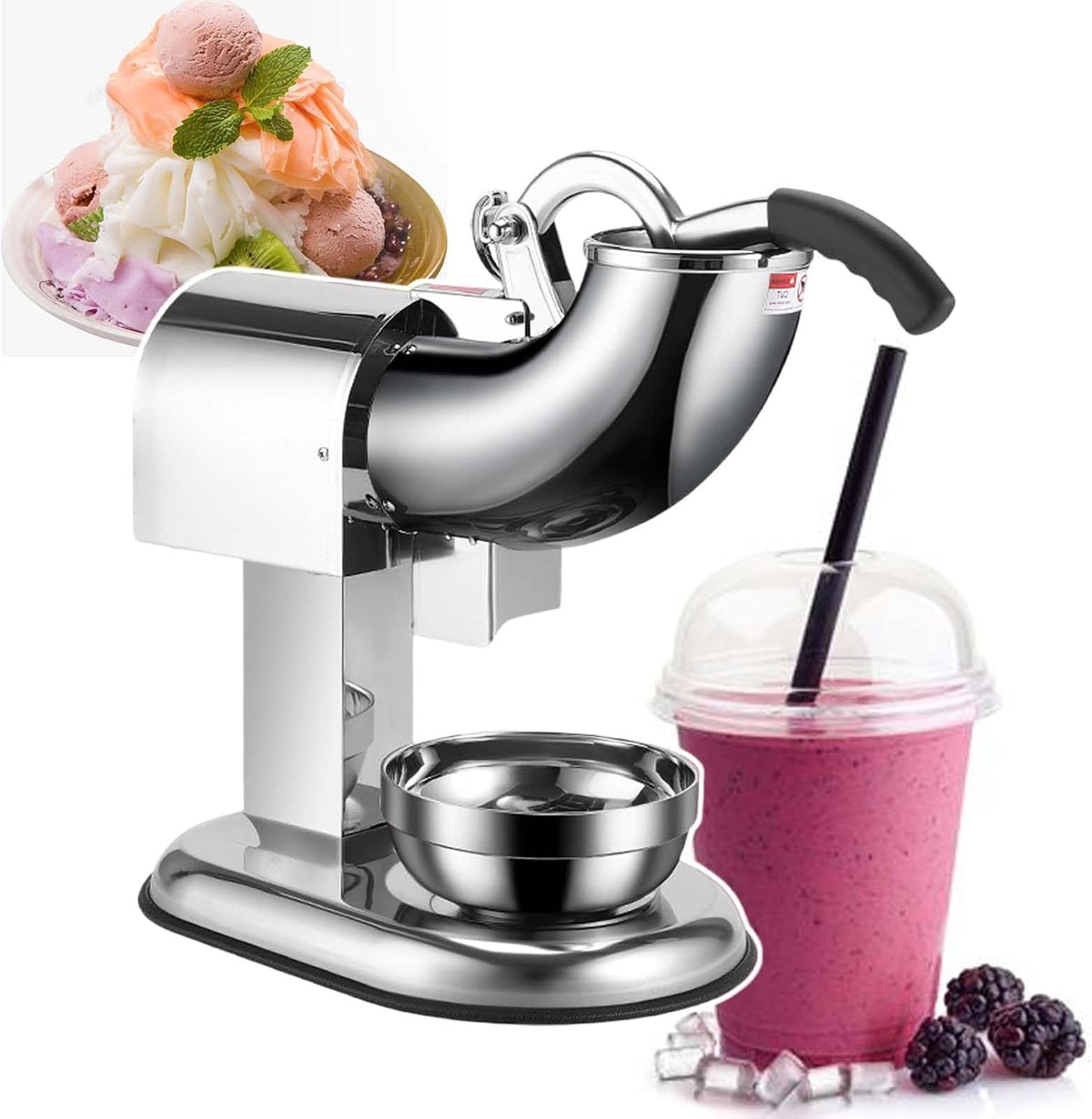 HCAUYNN Eiswürfelmaschine, 34 × 25 × 40,5 mm, 100 Kg, 350 W, Edelstahl, Schwarz