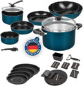 Genius Topf- & Pfannensets, Schwarz, Kelton Pfannenset Töpfe Set 3 in 1 mit Deckel und, Kochgeschirr mit Pfannen und Kochtöpfen mit Antihaft