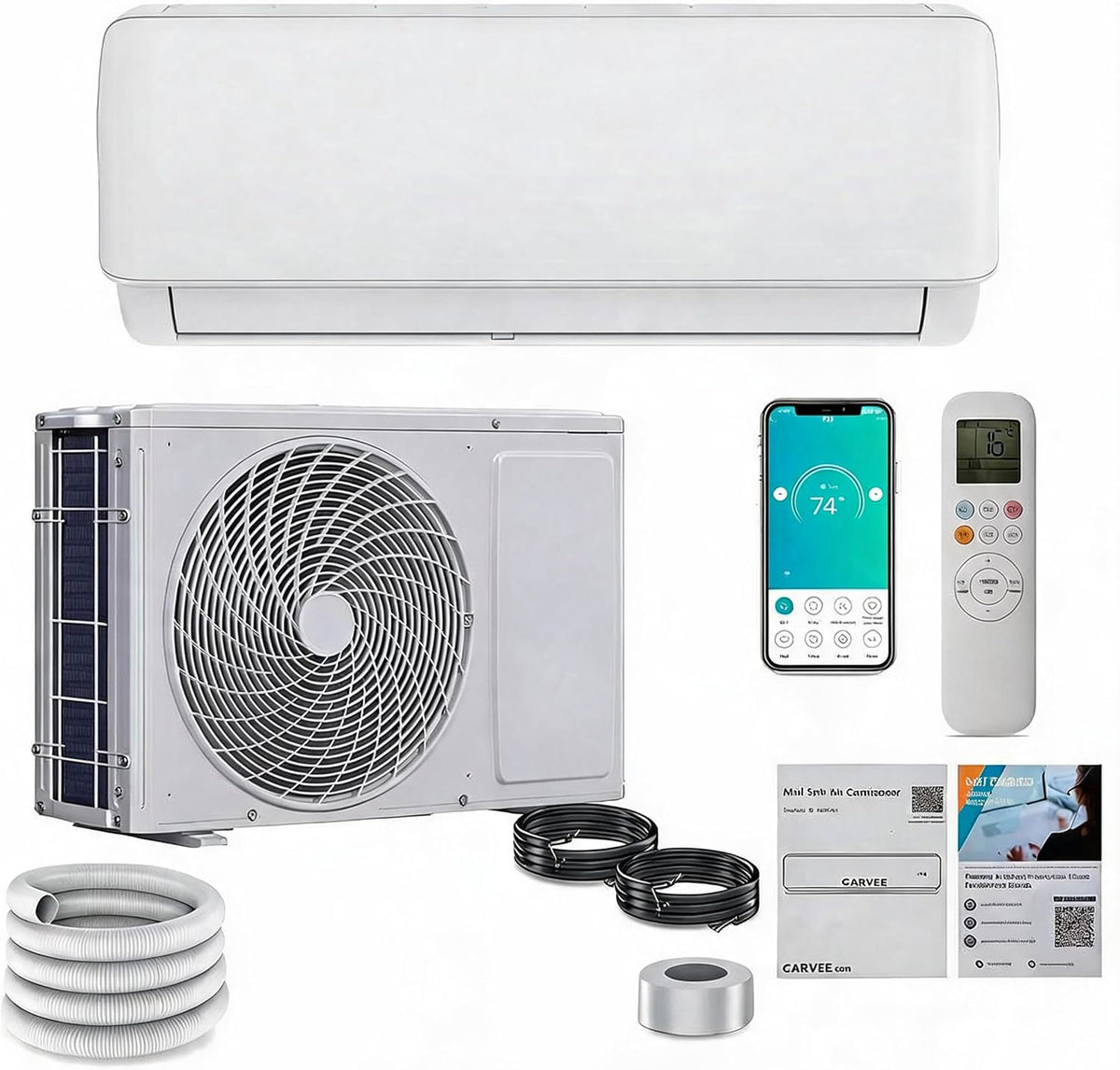 Inverter Split-Klimaanlage, Schwarz, Klimagerät 24000 BTU Split-System
