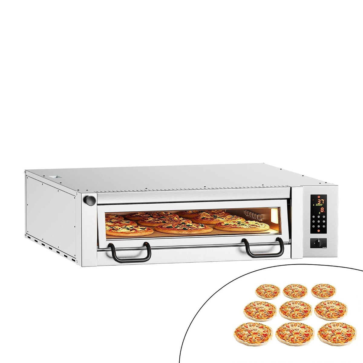 GGM Gastro Pizzaofen, 34 cm, Schwarz, Power für 9 Pizzen Ø