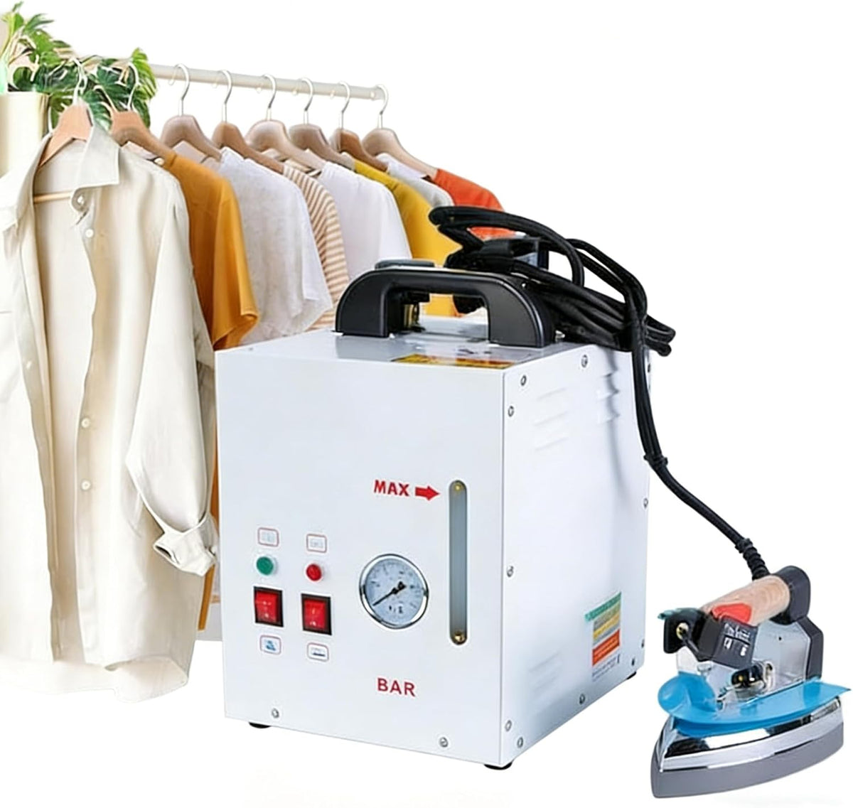 XDLYWUZIQ Dampfglätter, Schwarz, 900-W-Handdampfbügeleisen Mit Dampfboiler, Gewerblicher Dampfgenerator