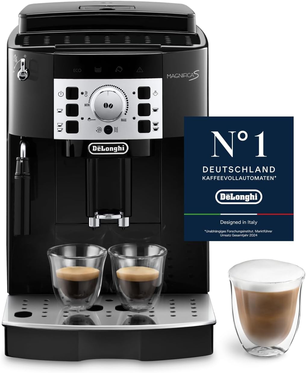 De'Longhi Kaffeevollautomat, Schwarz, Magnifica S - Perfetto mit klassischem Milchaufschäumer, Espresso- und Cappuccino Kaffeemaschine