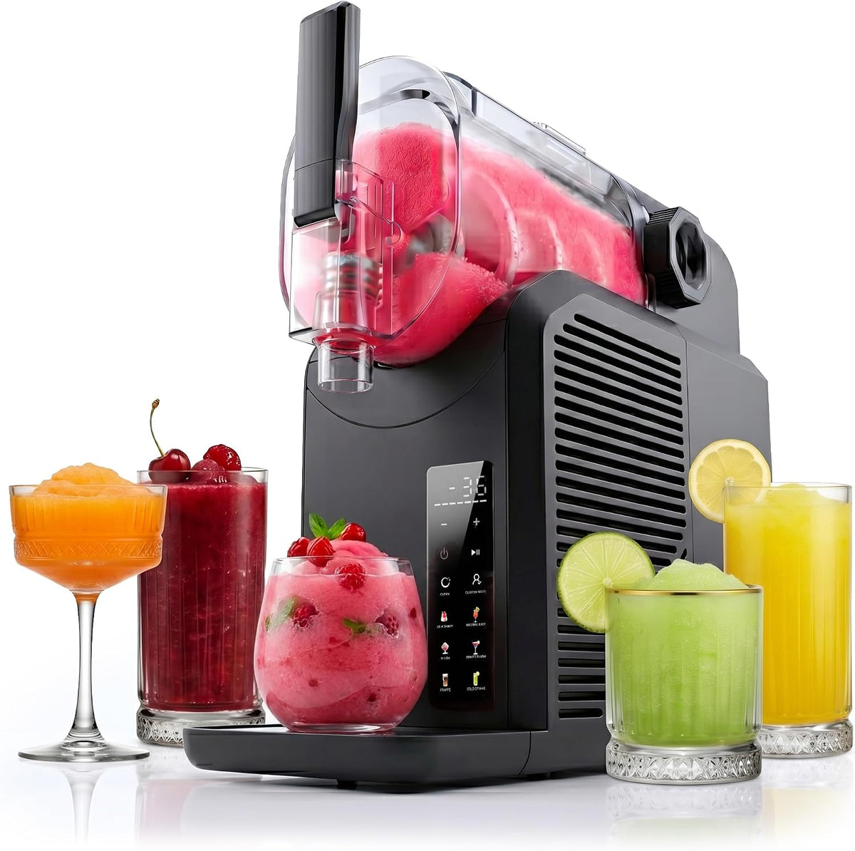 SEEGER Eismaschine, 2 L, Schwarz, SuperSlush, 7-in-1 Slush Maschine für zu Hause