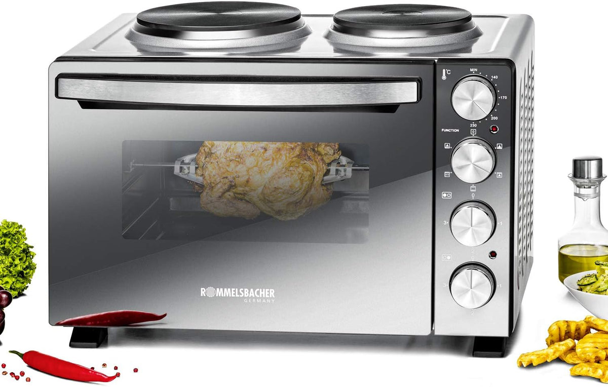 ROMMELSBACHER Backofen, 30 Liter, für Backformen bis 280 mm Ø, Silber/Schwarz