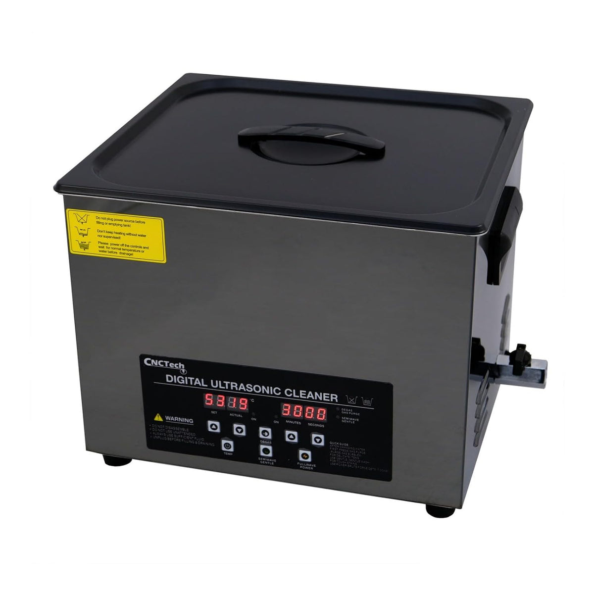 CNCTech Labor-Reinigungsartikel, 760 W, 15 L, Silber, GX60A Ultraschallreiniger, Gesamtleistung, 40 kHz, Edelstahl SUS304