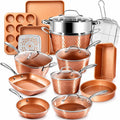 GOTHAM STEEL Pfannensets, Schwarz, Hammered Copper Collection - 20-teiliges, inklusive Bratpfannen