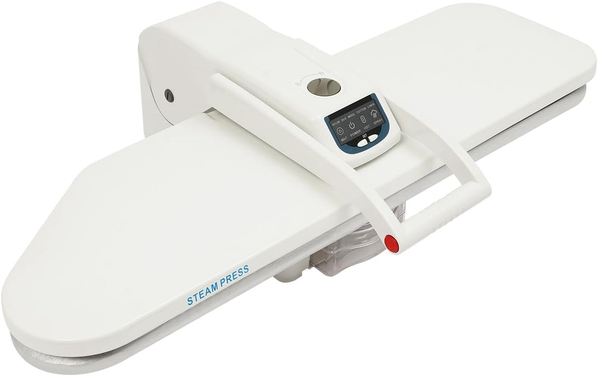 Desnysmf Dampfglätter, 36 Zoll, 1600 W, 1 L, Weiß, Dampfbügelpresse, Bügelfläche, 5 Stoffprogramme (Nylon/Seide/Wolle/Baumwolle/Leinen)