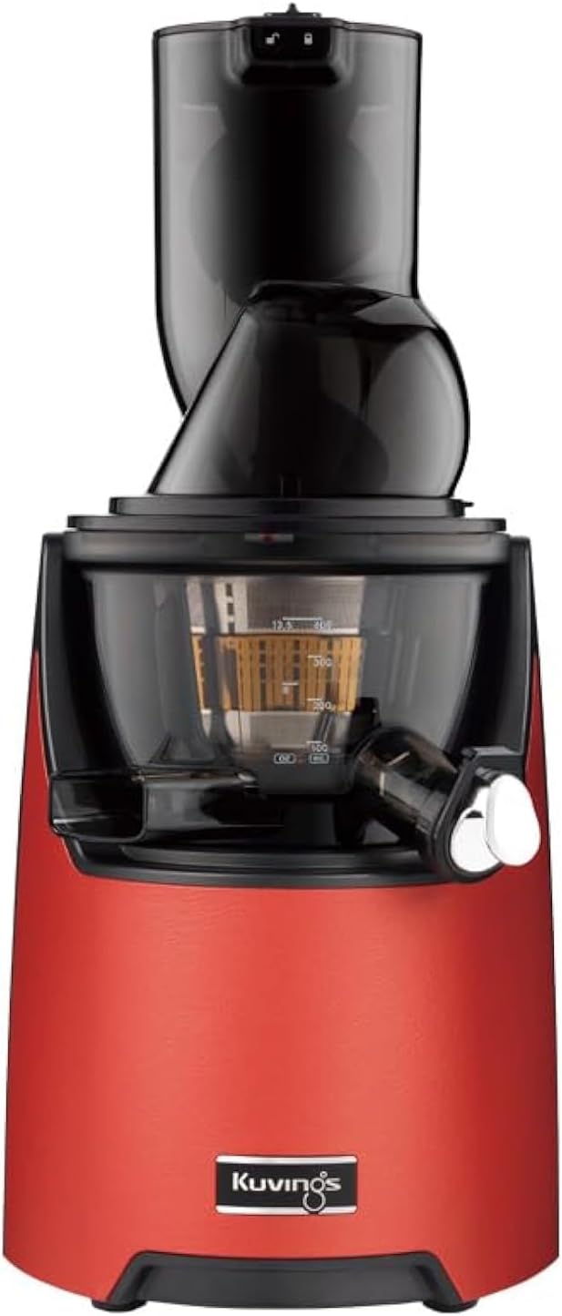 kuvings Mastizier-Entsafter mit einer Schnecke, 240 W, Rot, EVO820 Signature Slow Juicer, Entsafter mit großem Einfüllschacht und Motor für Obst