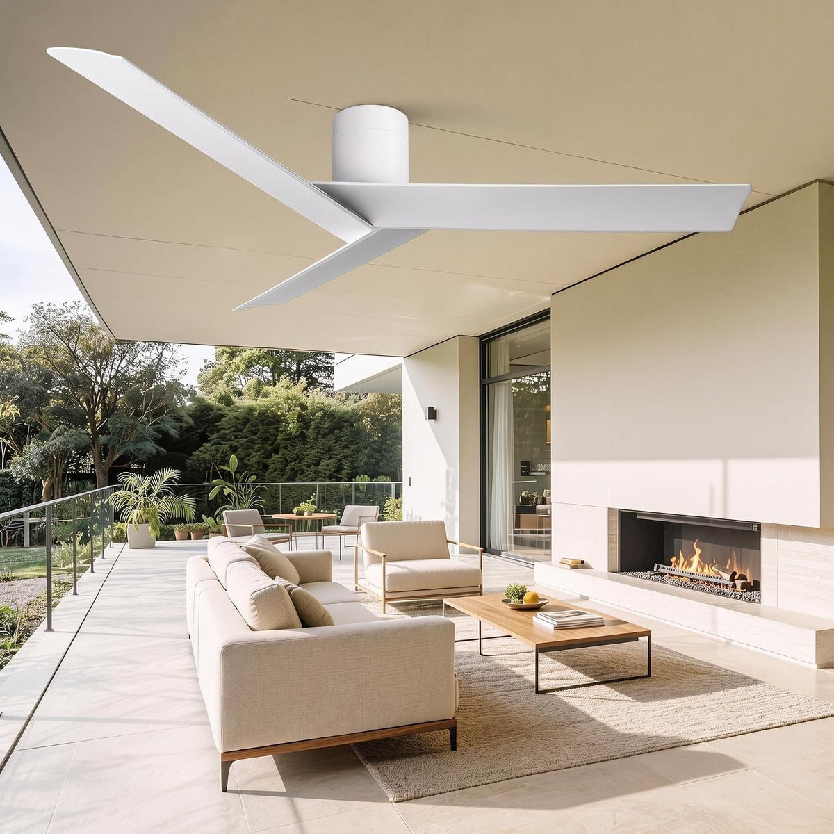 Uaikiea Deckenventilator, 55 Zoll, 140 cm, Weiß, ohne Licht Matt