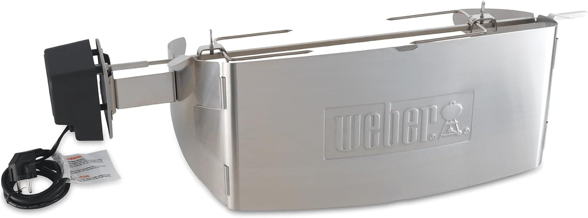 Weber Drehspieße, 77 cm, Silber, Rottiserie - Drehspiess (Länge ) für alle, mit elektrischem Motor undt zwei Gabeln zum Befestigen des