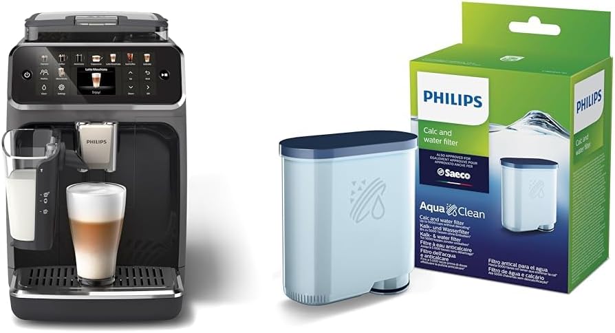 Versuni Kaffeemaschine, Schwarz/Silber, Philips Serie 5500 Vollautomatische LatteGo, Kein Entkalken bis 5000 Tassen