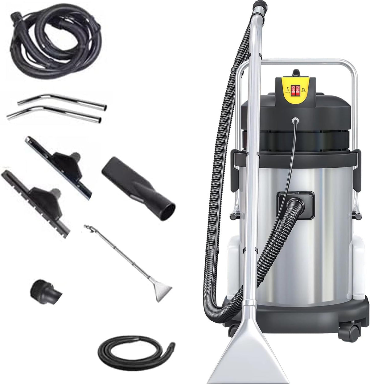 Sofa RETRIN, 40 L, 7 m, Edelstahl, Kunststoff, Grau, Kompakter Gewerbe Teppichreiniger 3-in-1, Nass-Trocken-Sauger