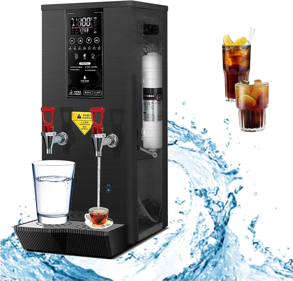 ZEEKYFOR Heißwasserspender, Schwarz, 3000-W-, Wasserkocher für Kaffee, Restaurant, Büro, LCD-Touchscreen