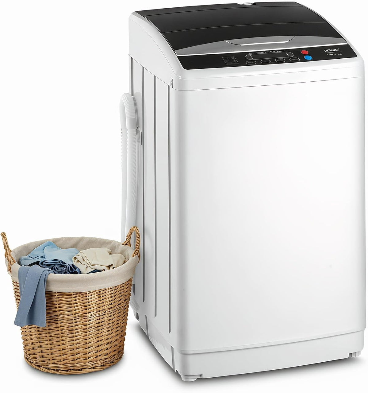 ROVSUN Waschmaschine, 51× 47× 87 cm, 70 dB, 7 KG, 7KG, Weiß, Toplader, Toplader Kleine mit 8 Waschprogramm & 5 Wasserstände