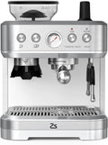 Garvee Kaffeemaschine, 15 Bar, 1350 W, 2,3 L, Silber, Espressomaschine mit Mahlwerk, PID-Temperaturkontrolle, Edelstahl