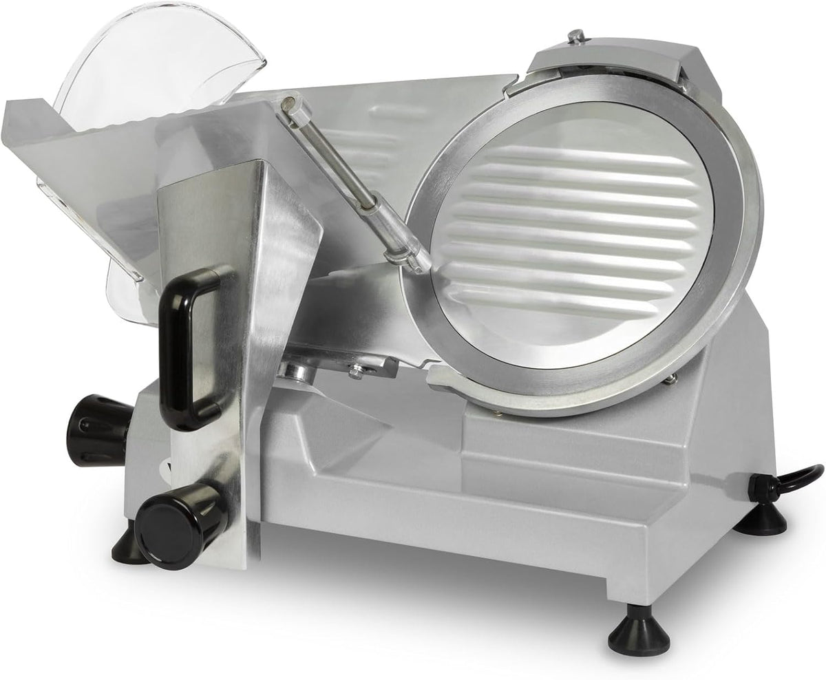 vertes Allesschneider, 250 mm, 150 W, 12 mm, Schwarz, Gastro Aufschnittmaschine Schneidemaschine, Elektrisch mit, Messer mit Durchmesser