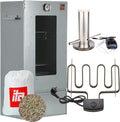 ITA Powerstation, 81 cm, Grau, Elektrischer Räucherofen 7000 - Smoker Set mit Heizung, Rauchgenerator - Räucherschrank mit Fenster & Thermometer