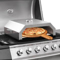 Mandloder Pizzaofen, Edelstahl, emaillierte Basis, Braun, Mangloder mit Keramikstein für Gas und Holzkohlegrill