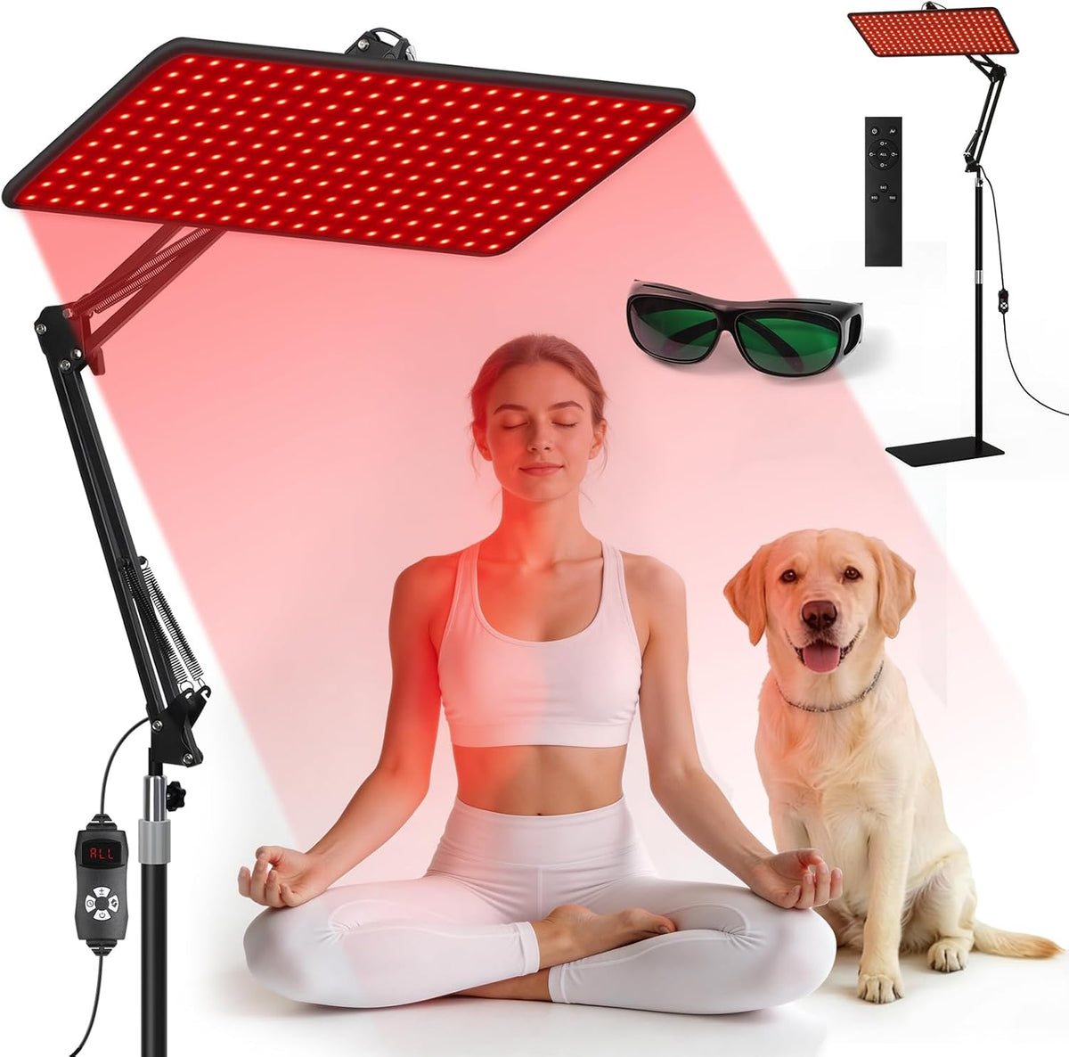 Sofa Morfone, Schwarz, Rotlichtlampe für Gesicht & Ganzkörper - L, Infrarotlampe mit 2 Fernbedienung, (660nm, 850nm