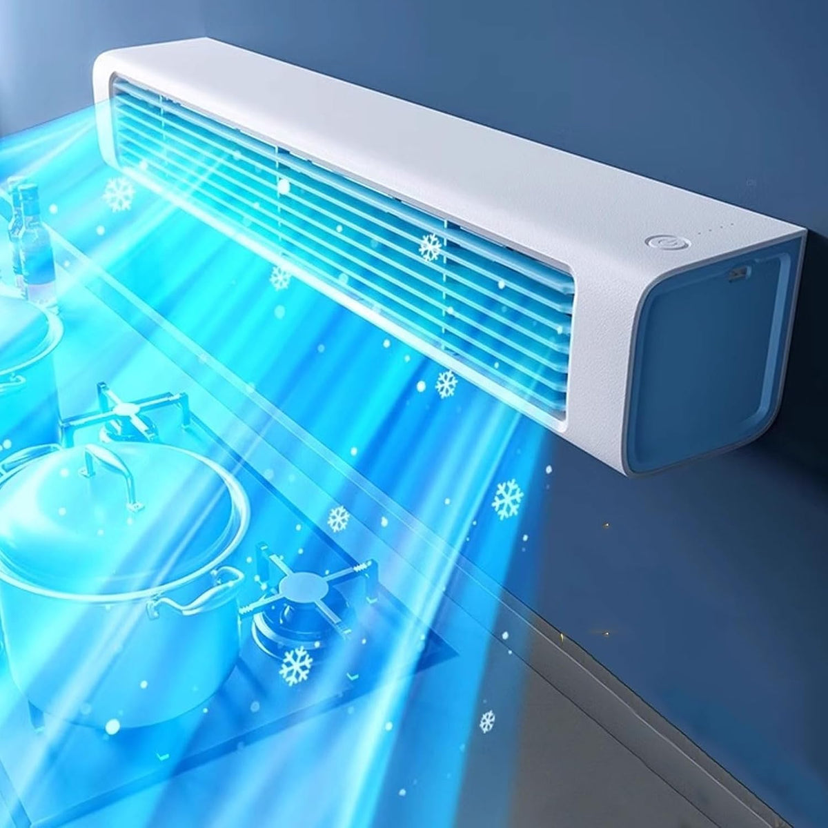 Mobiles Klimagerät, Weiß, Tragbare Klimaanlage mit Fernbedienung, 3 Geschwindigkeitsstufen, Langer Luftauslass zur Kühlung von Zimmer