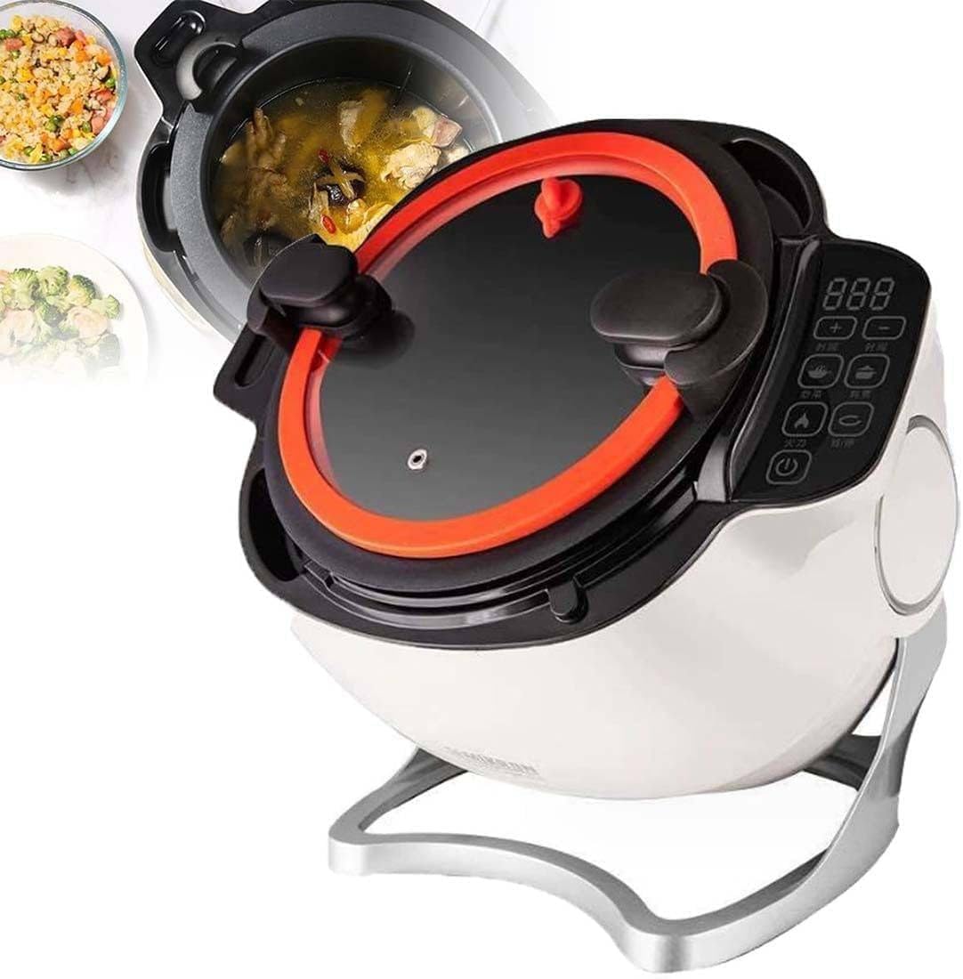 Memykoy Elektrische Woks, Schwarz, 2000-W-Drehpfanne mit 360°-Drehfunktion, 6-Liter-Kochgerät, multifunktionaler Wok für Camping