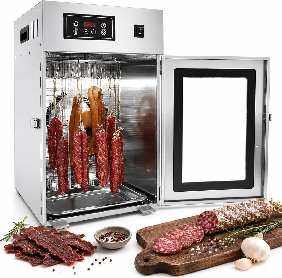 Suyaoquant Dörrautomaten, 340 × 400 × 550 mm, 7,5 Kg, 800 W, Edelstahl, Silber