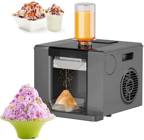 KJHYYPP Eismaschine, 280 W, 60 kg, Schwarz, Gewerbliche, Luftkühlung, elektrischer Schneekegelbereiter, 750 ml Flaschenkapazität