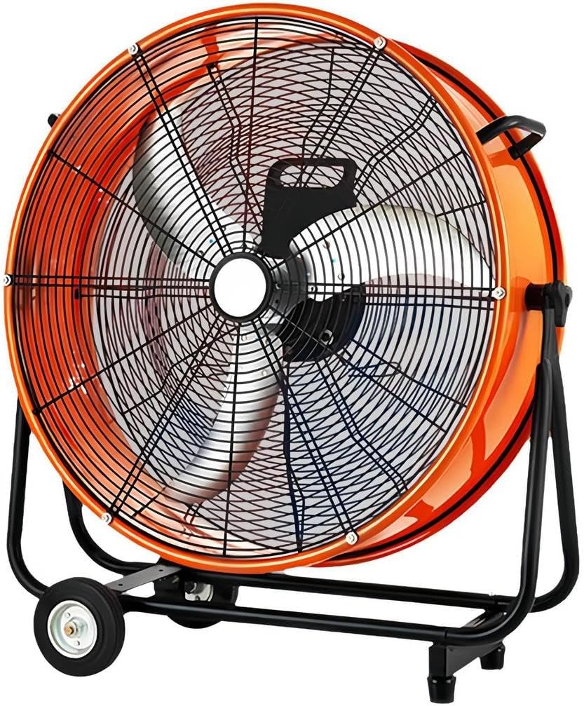 Industrieller Bodengebläse, 24 Zoll, 250 W, Weiß, Trommelventilator, Hochgeschwindigkeits-Bodenventilator, 4 Geschwindigkeiten