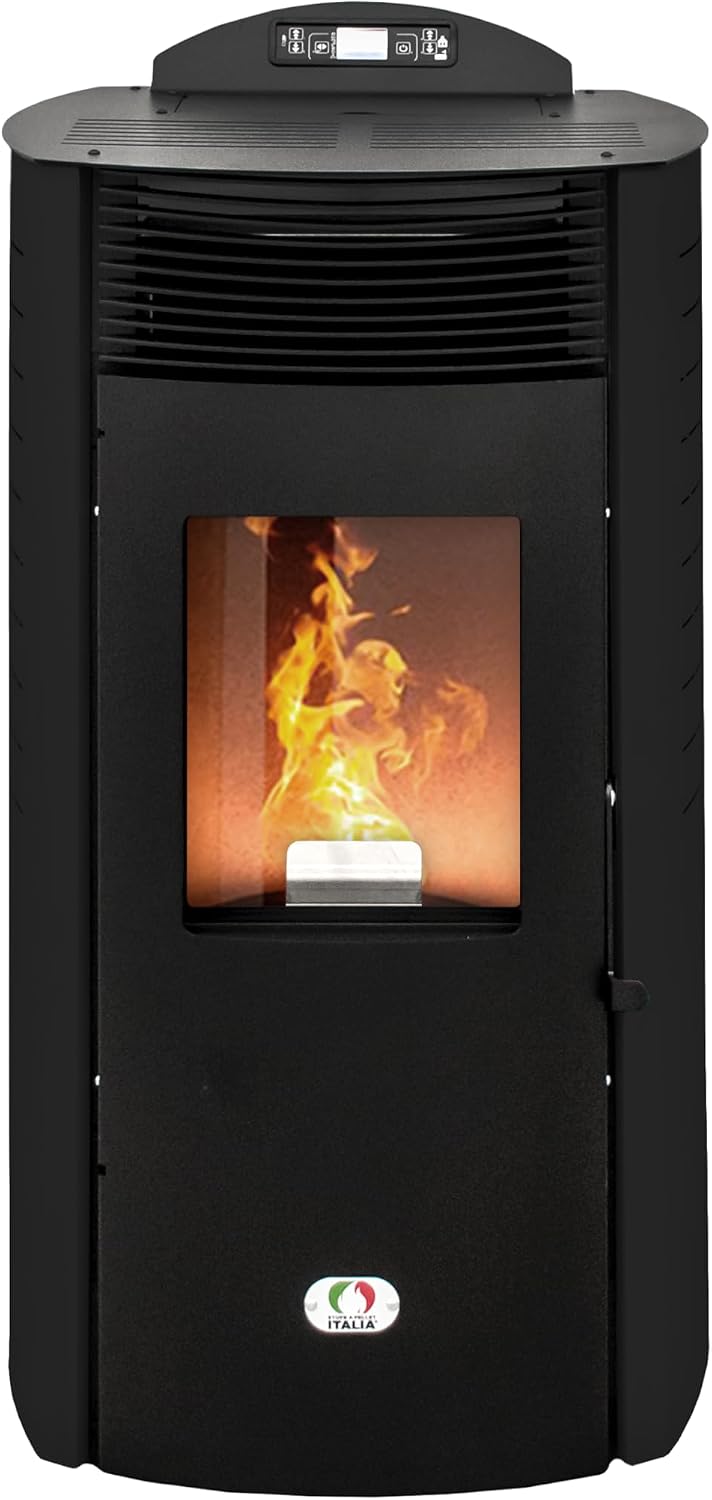 STUFE A PELLET ITALIA Elektroheizkörper, 18 KW, Schwarz, Siberia Aria New WiFi