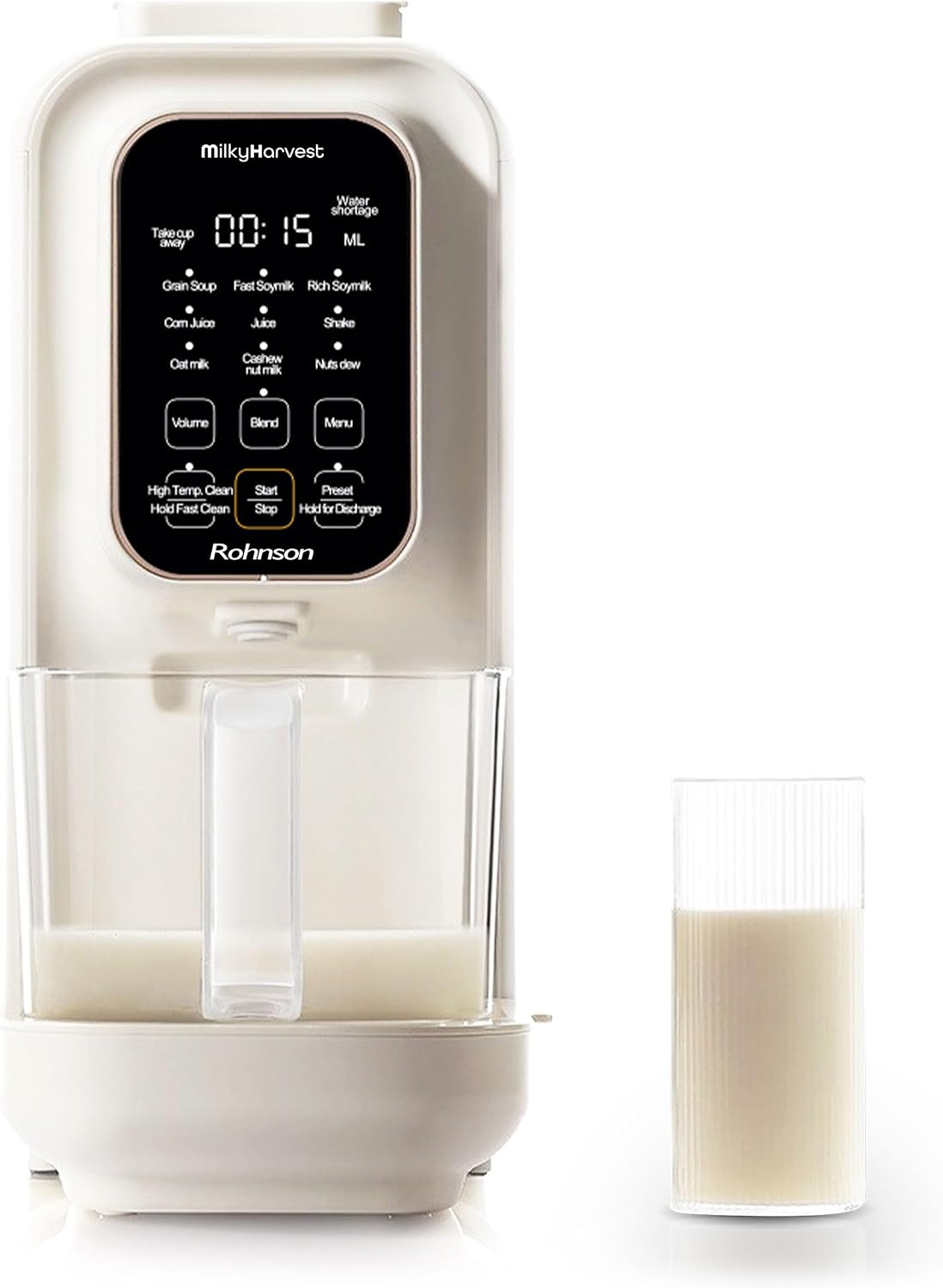 Rohnson Milchaufschäumer, Schwarz, Milky Harvest, Pflanzliche Nussmilchmaschine, Walnussmilch, Smoothies, Säfte