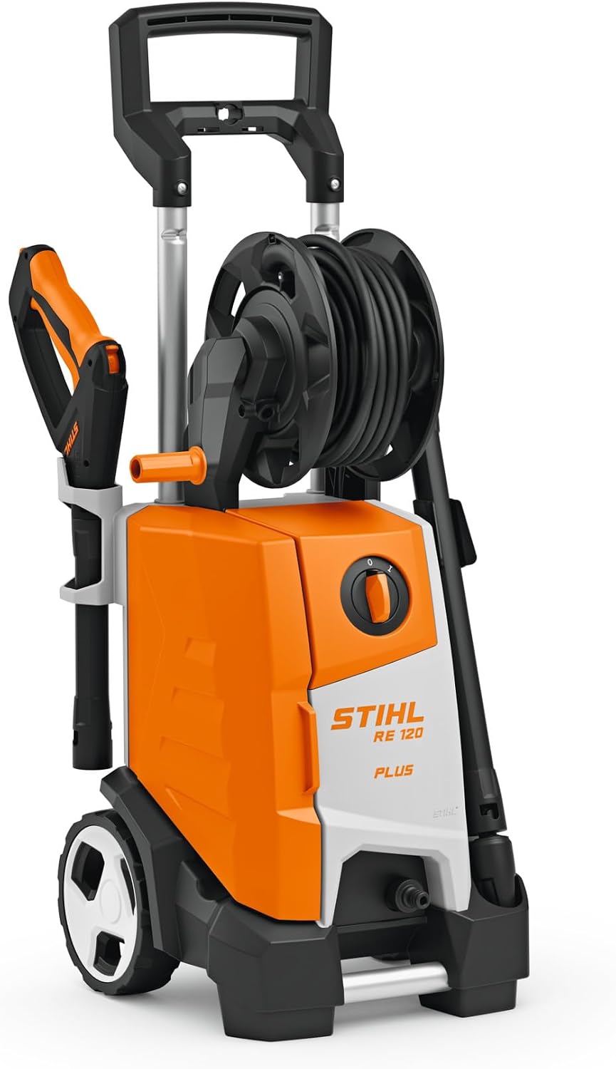 Stihl Hochdruckreiniger, 1.600 bar, 4,8 Liter, 9 m, Schwarz/Orange/Weiß, Elektro- RE 120 PLUS, Kabelgebunden, Moderner Stil