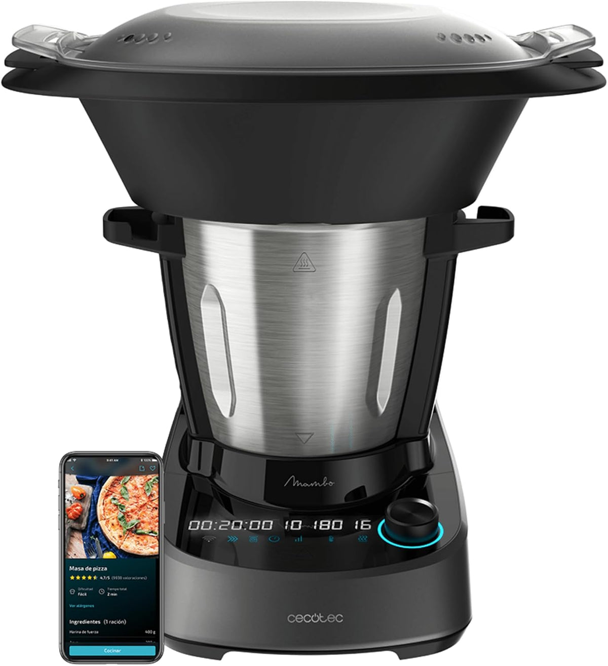 Cecotec Universalküchenmaschinen, 1600 W, Schwarz, Multifunktions-Küchenmaschine Mambo 11090, 37 Funktionen