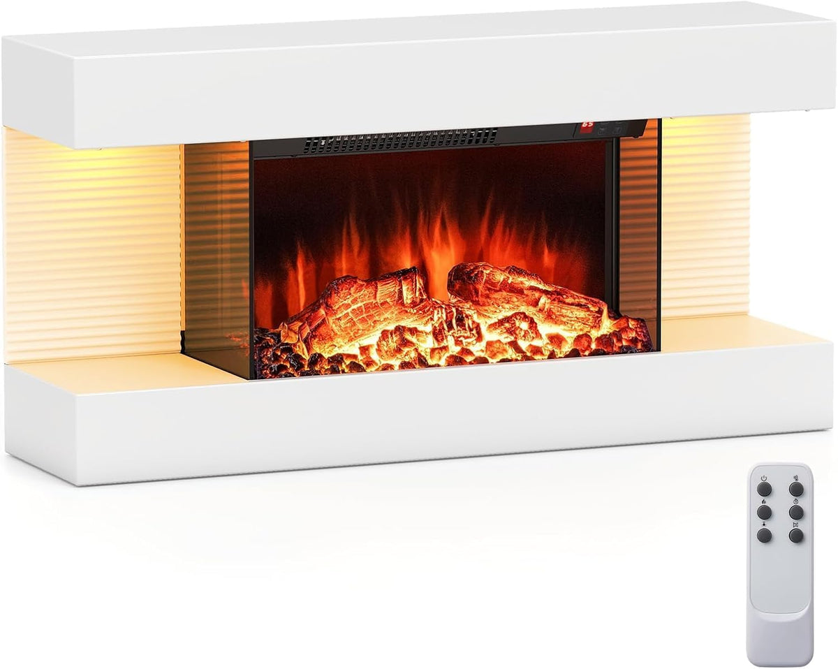 GOPLUS Elektrokamin, 750 W/1500 W, 1500 W, Metall, gehärtetes Glas, Schwarz, mit Heizung, 18℃-28℃ Deko Kamin, Fernbedienung