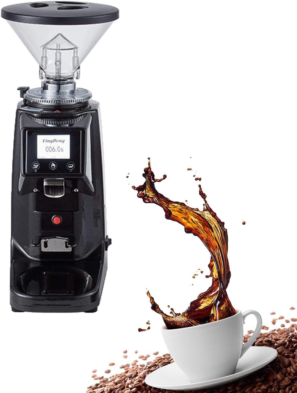 YISHENX Elektrische Propellermühlen, 200 W, Schwarz, Kaffeemühle Mit Flachmesser, 19 Geschwindigkeitsstufen, 60-Mm-Mahlwerk