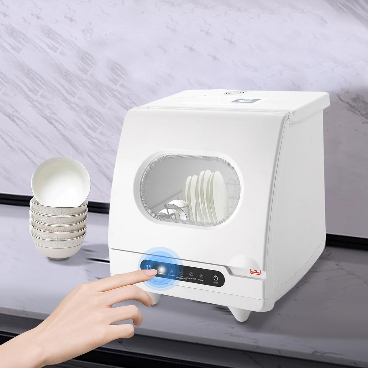 Spülmaschine Tischgeschirrspüler, 55 dB, 800 W, 220 V, Lebensmittelgerechtes PP, ABS, Weiß