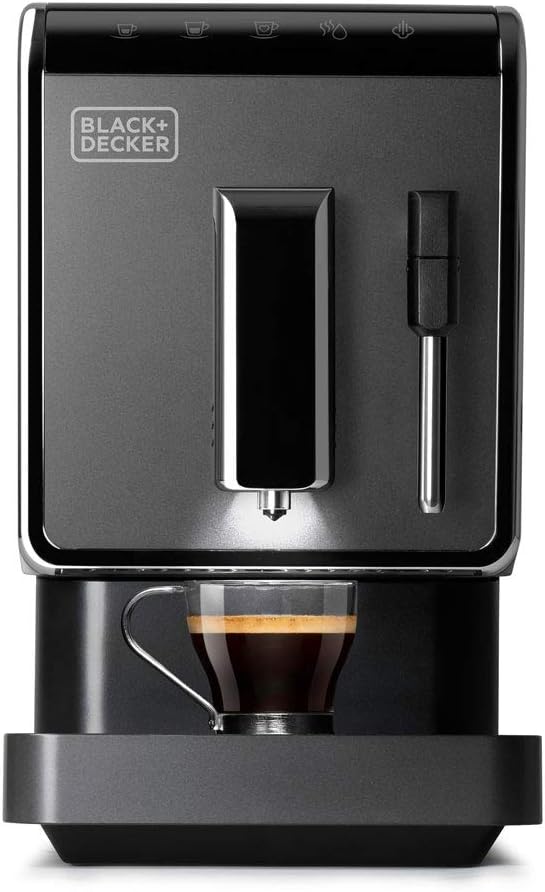 BLACK+DECKER Kaffeevollautomat, 1.470 W, Schwarz, BXCO1470E -, Touchscreen-Bedienfeld, Personalisierbare Kaffeeoptionen