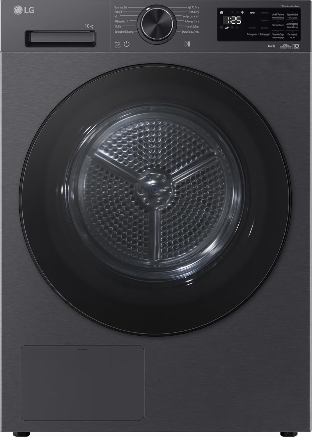 LG Wäschetrockner, 10 kg, Schwarz, RT10X7B Wärmepumpen-Trockner (, Energieklasse C) mit AI Dry, Dual Inverter, TurboDry