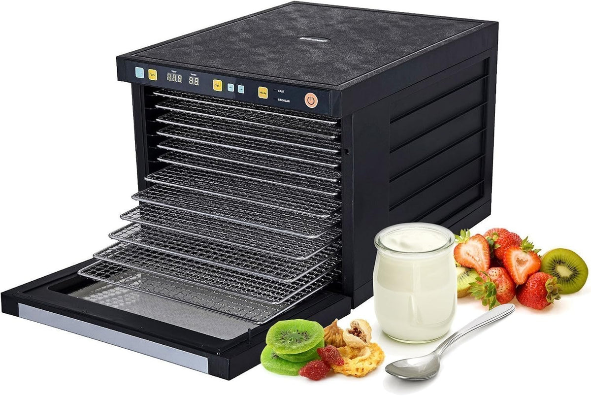 Bio Chef Dörrautomaten, Silber, Savana Dörrautomat mit 6, 9 oder 12 Edelstahl Einschüben, Timer & Vorprogrammierten Dörreinstellungen (6 Einschübe)