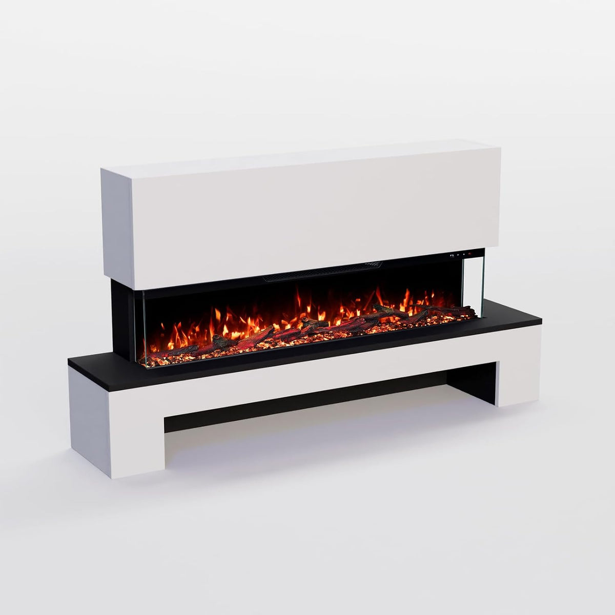 GLOW FIRE Elektrokamin, 137x75x29 cm, 1800 W, Weiß, GF Core Cobalt Holzfach mit realistischem 3D LED-Feuer -, App Steuerung