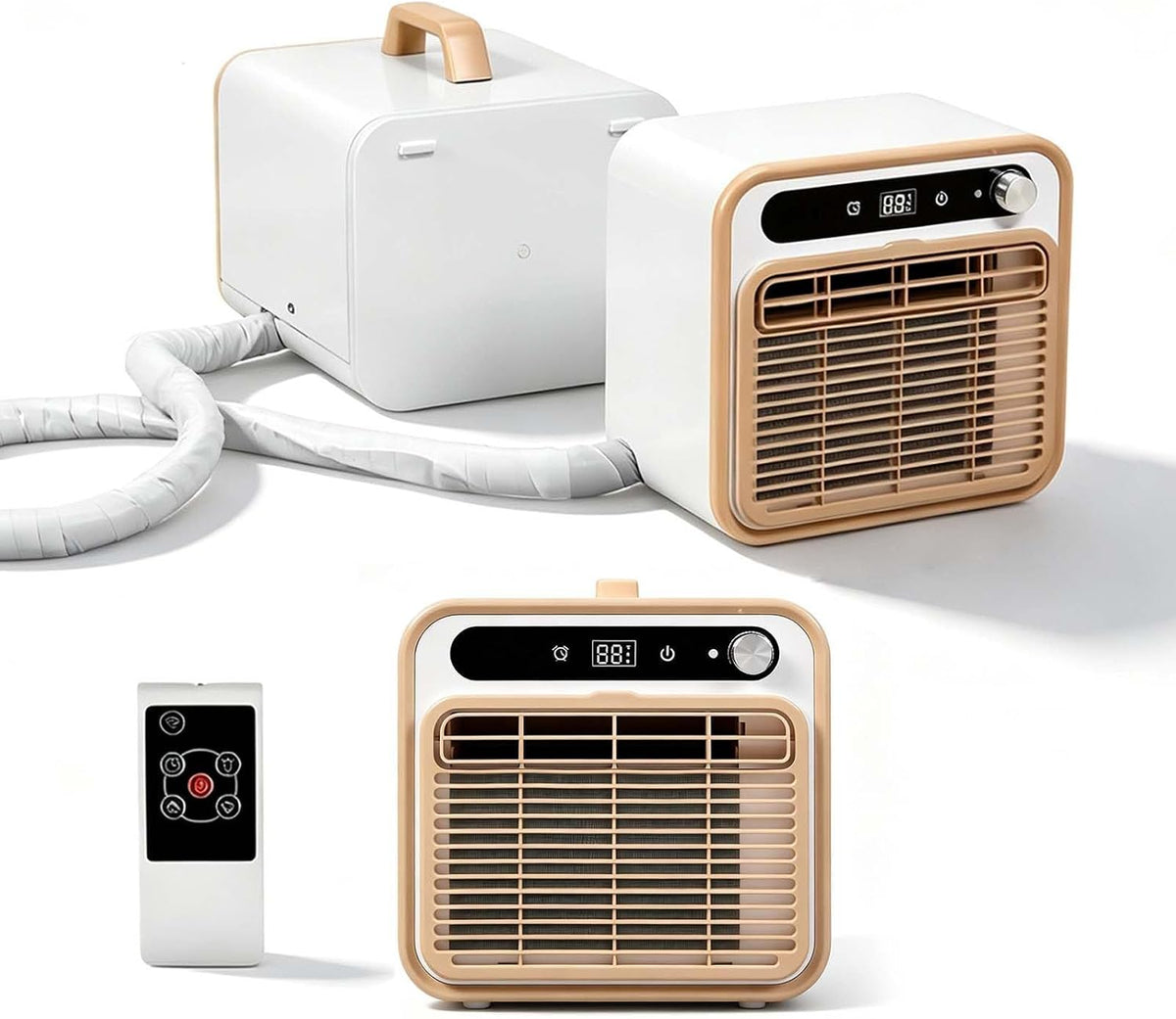 QFGain Mobiles Klimagerät, <40 dB, 1M, Weiß, Tragbare Klimaanlage für Campingzelte, Steuerung per Touchscreen