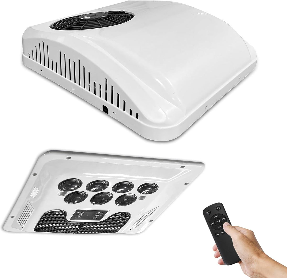 12 V Mobiles Klimagerät, 12 V, Weiß, Dachklimaanlage 10000 BTU Heiz- und Kühlgerät für Wohnmobile, Wohnmobile und Reiseanhänger