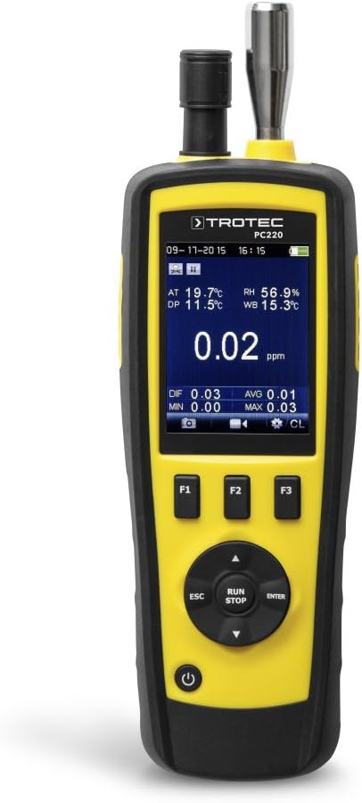 TROTEC Monitor, Schwarz, PC220 Partikelzähler HCHO/CO Handmessgerät Luftpartikel