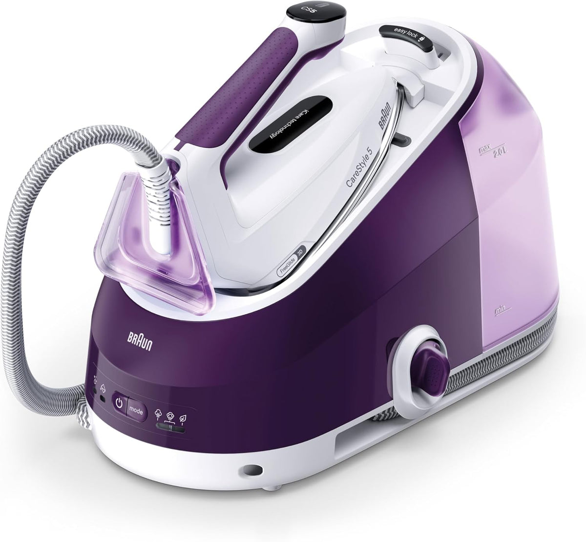 Braun Dampfglätter, 2400 W, Braun/Violett, CareStyle 5 IS5247VI Dampfbügeleisen mit, 145 g/min Dampf, schnelles Aufheizen